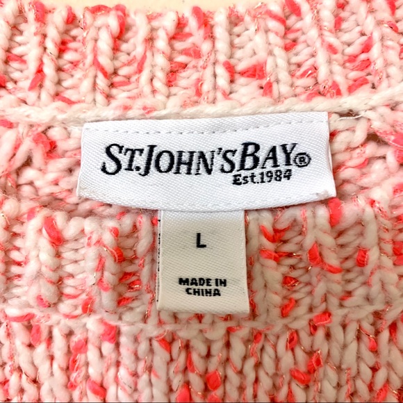 St. John’s Bay Sweater - Pink/White/Metallic Gold - Picture 4 of 9